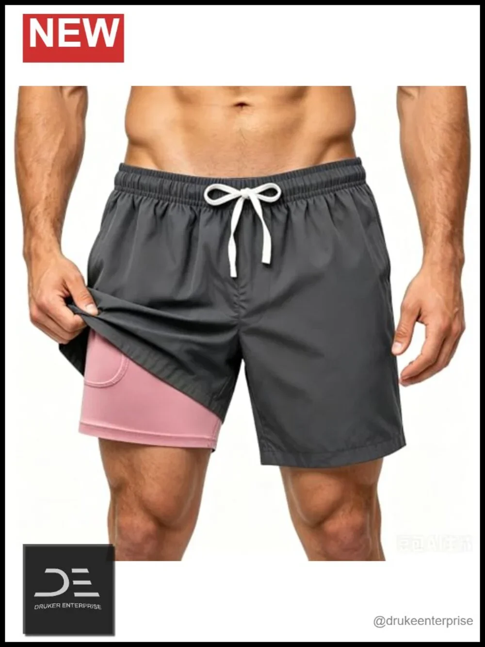 Men's Swim Trunks 2 in 1 Board Shorts with Compression Liner Quick Dry